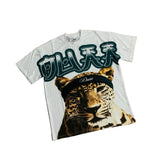 Duaa Leopard Head Graphic Rhinestone Oversized Short Sleeve Tee