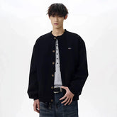 NOAH MARS Men Oversized Zip Cardigan Sweatshirt Chest Cross Embroidery Logo