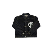 Corteiz Ctiz Logo Contrast Stitch Black Denim Trucker Jacket