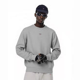 NOAH MARS Men Thread Splice Crew Sweatshirt Chest Badge Cross Embroidery