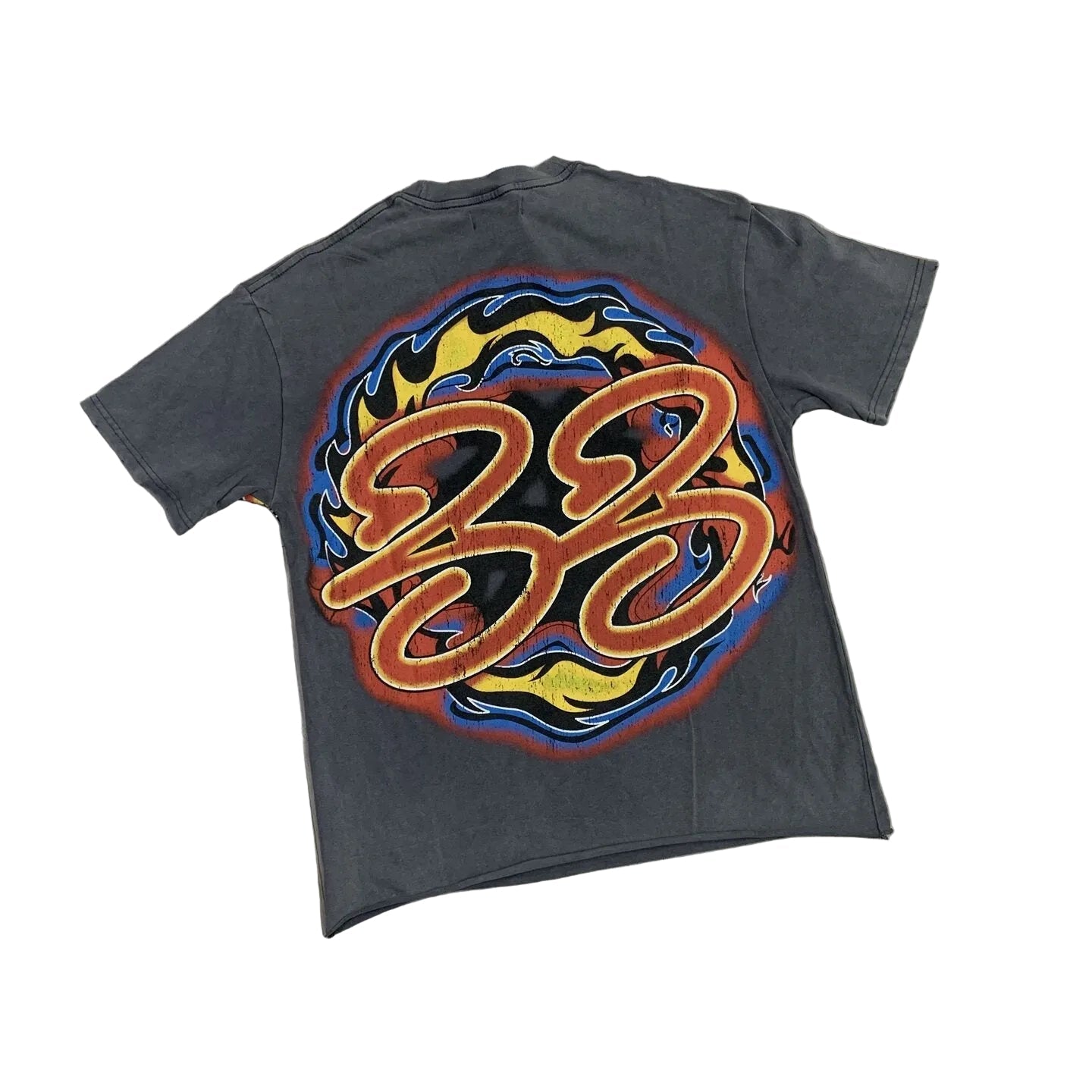 DUAA FLAMING RED BULL VINTAGE WASH GRAPHIC T‑SHIRT
