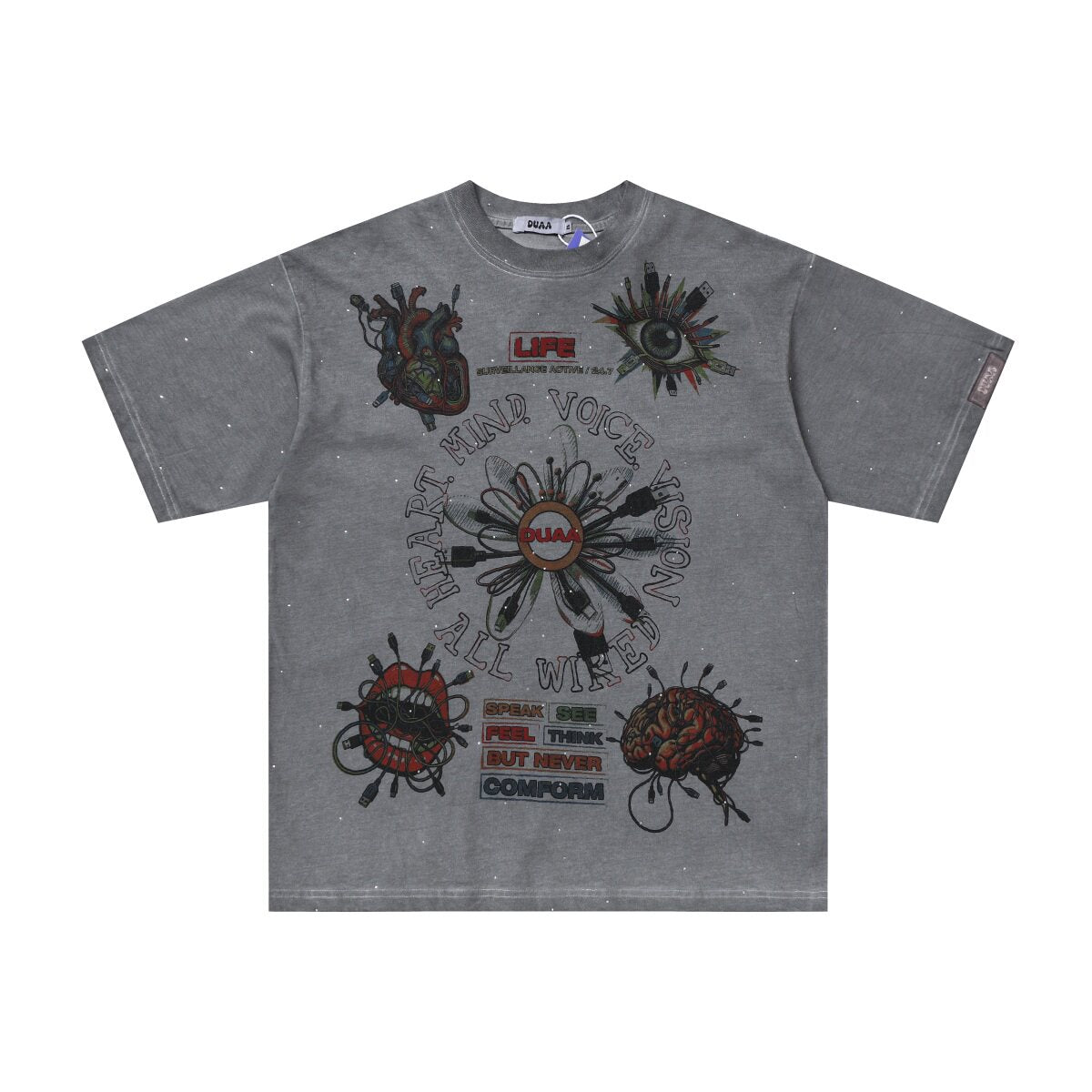 Duaa All Wired Anatomy Graphic Rhinestone Short Sleeve Tee