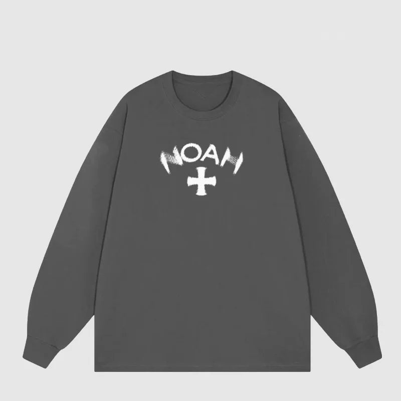 NOAH Letter Print Unisex Long Sleeve Tee 24 New Loose American Casual