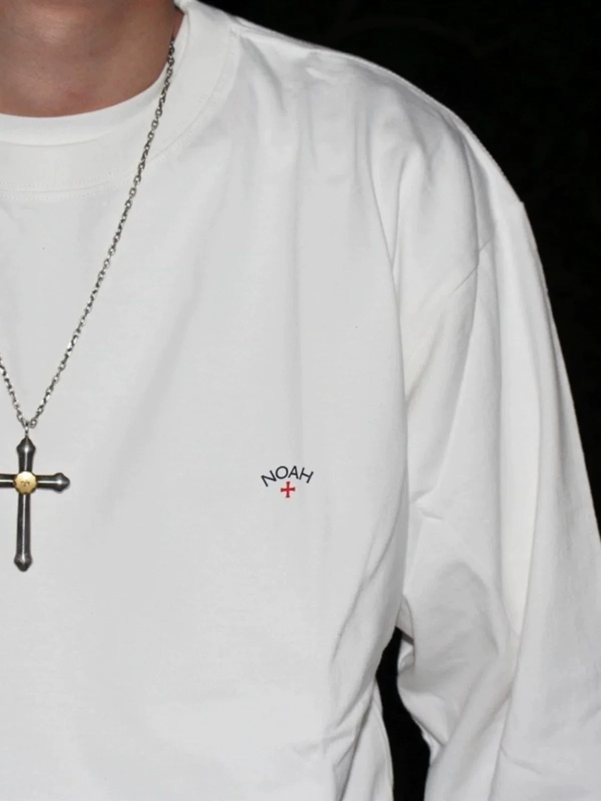 NOAH BWCJ Cross Print Heavy Cotton Unisex Long Sleeve Tee Autumn