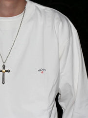 NOAH BWCJ Cross Print Heavy Cotton Unisex Long Sleeve Tee Autumn