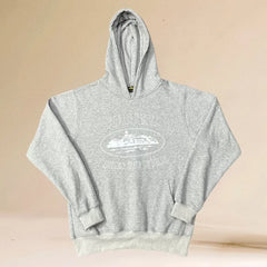Corteiz Alcatraz Oval Logo Heavyweight Hoodie grey