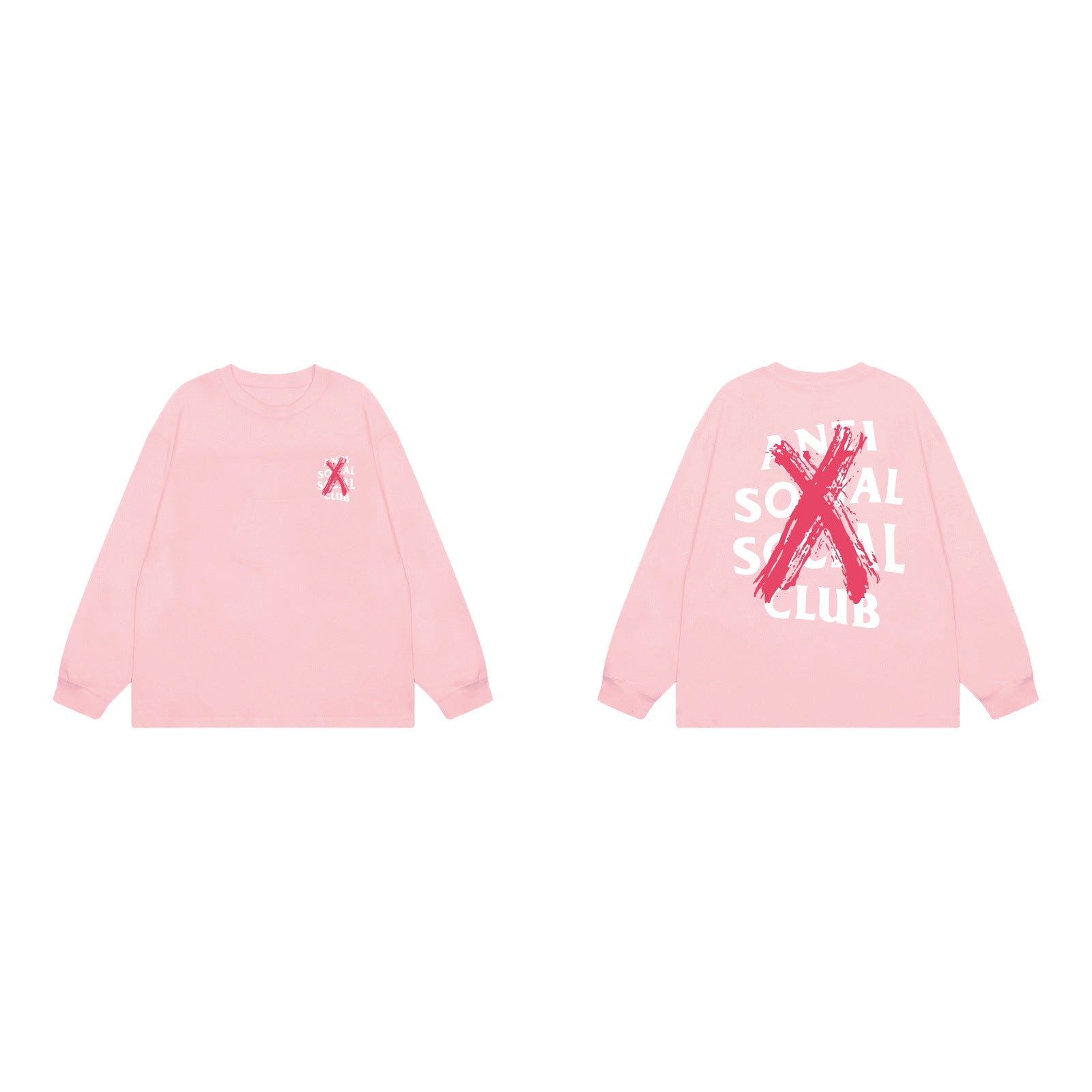 Anti Social Social Club X-Cross Red Logo Long Sleeve T-Shirt - Pink