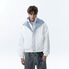 NOAH MARS Old Money Pattern Splicing Loose Warm Short Cotton Coat for Men