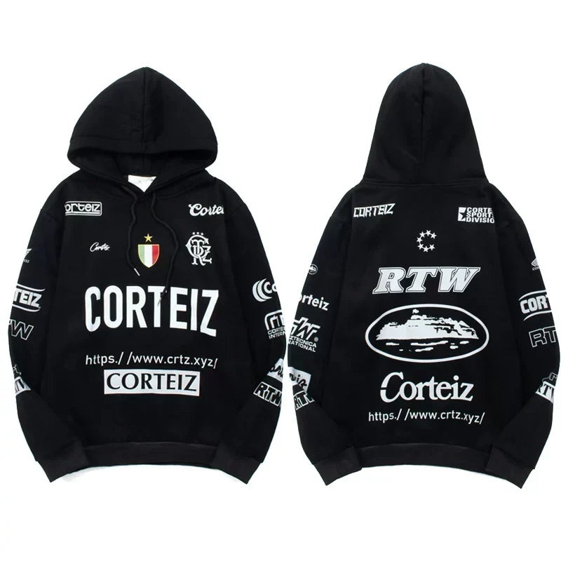 Corteiz All-Over Multi-Logo Heavyweight Hoodie - Black