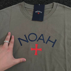 Unisex Heavyweight Cotton Long Sleeve Tee, Matcha Gray Cross Print