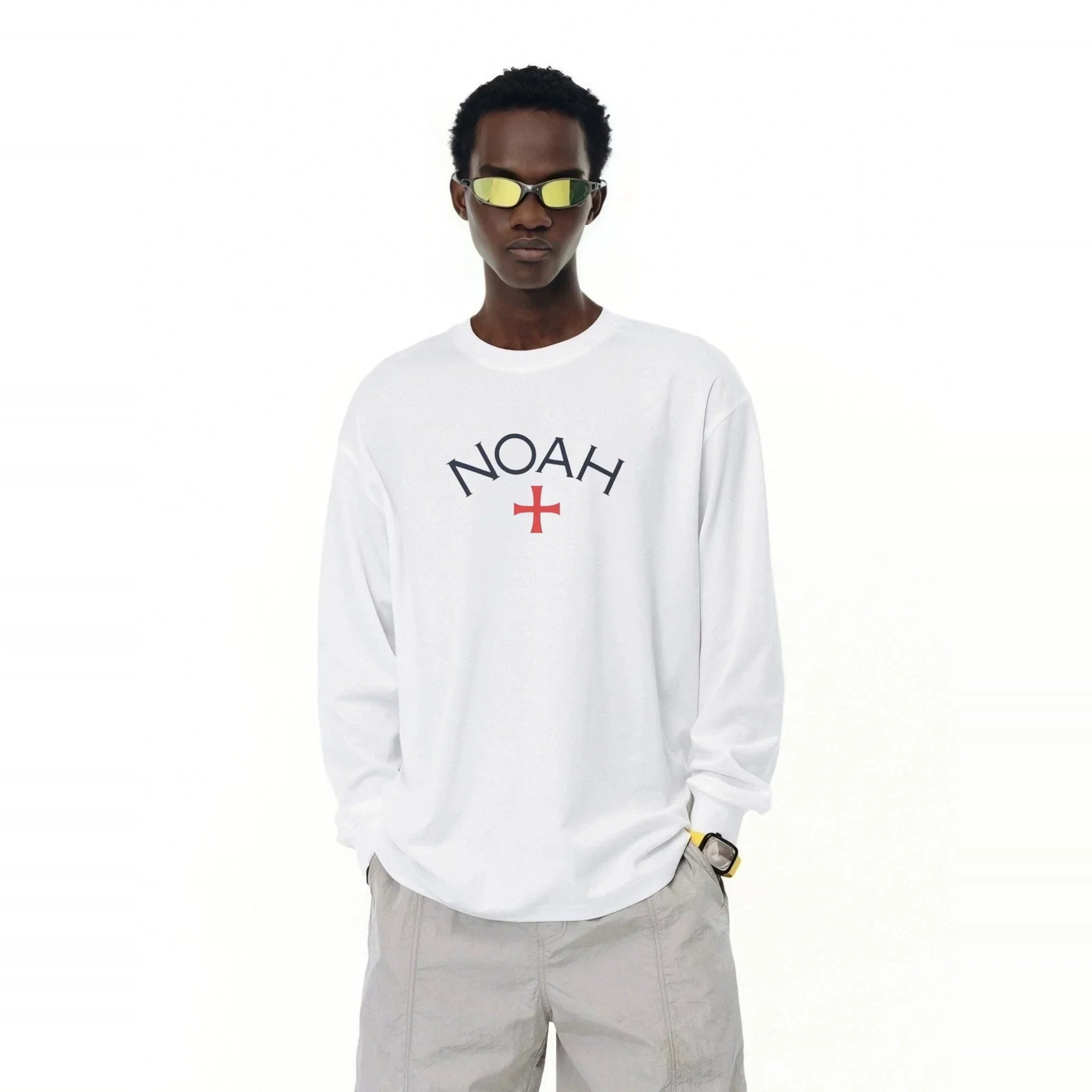 NOAH MARS Men First Gen Cross Crew Neck Long Sleeve Base Tee