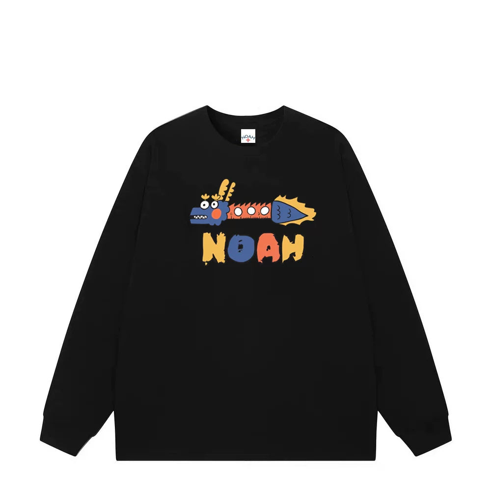 NOAH Loose Cartoon Logo Couple Pure Cotton Long Sleeve Base T-shirt